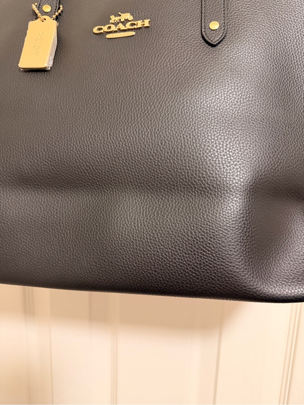 Coach Town Tote Black Leather Large Carryall NWT - Picture 9 of 11